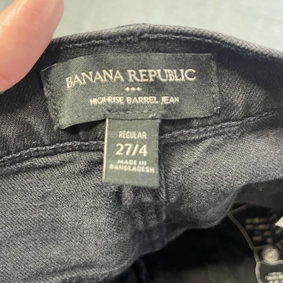 Banana Republic Womens Size 27 Mid Rise Barrel Ankle Jeans Washed Black Western - Picture 6 of 13